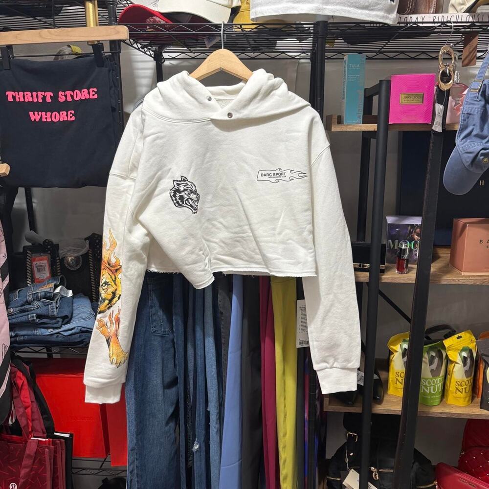 Darc sport white cropped hoodie